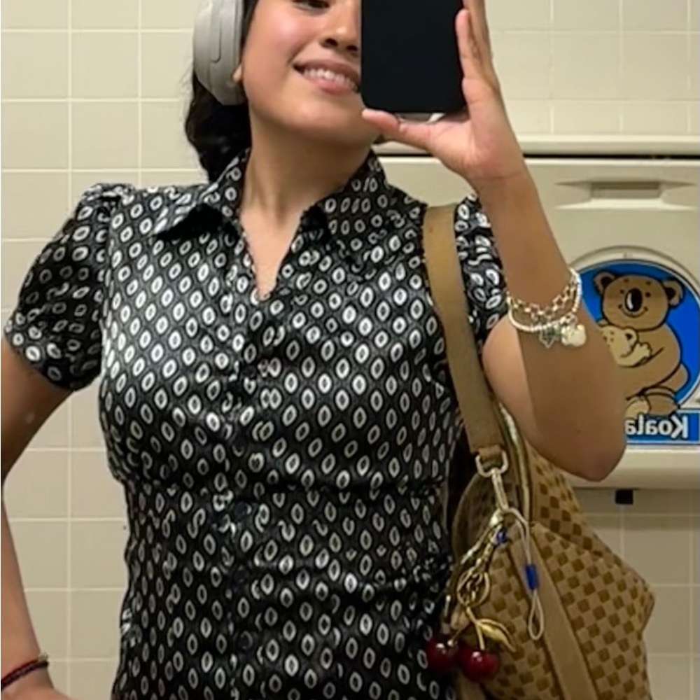 Fitted Satin Printed Button Down Women’s Shirt